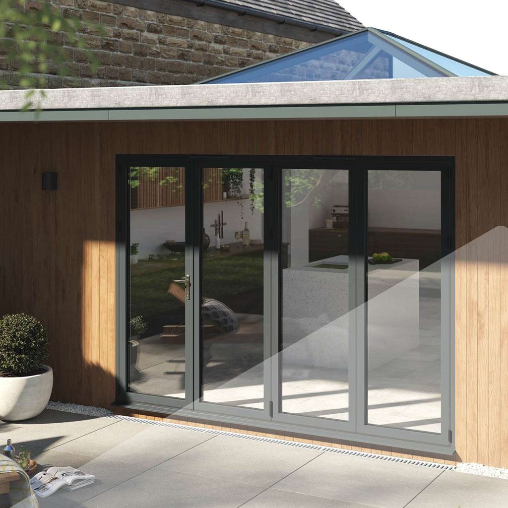 Anthracite grey bi-fold doors Lincolnshire installation - Glaze Windows And Doors